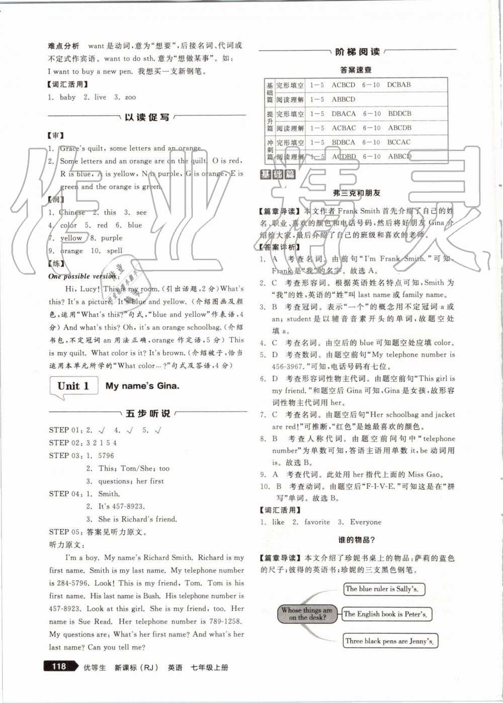 2019年全品優(yōu)等生七年級英語上冊人教版 第4頁