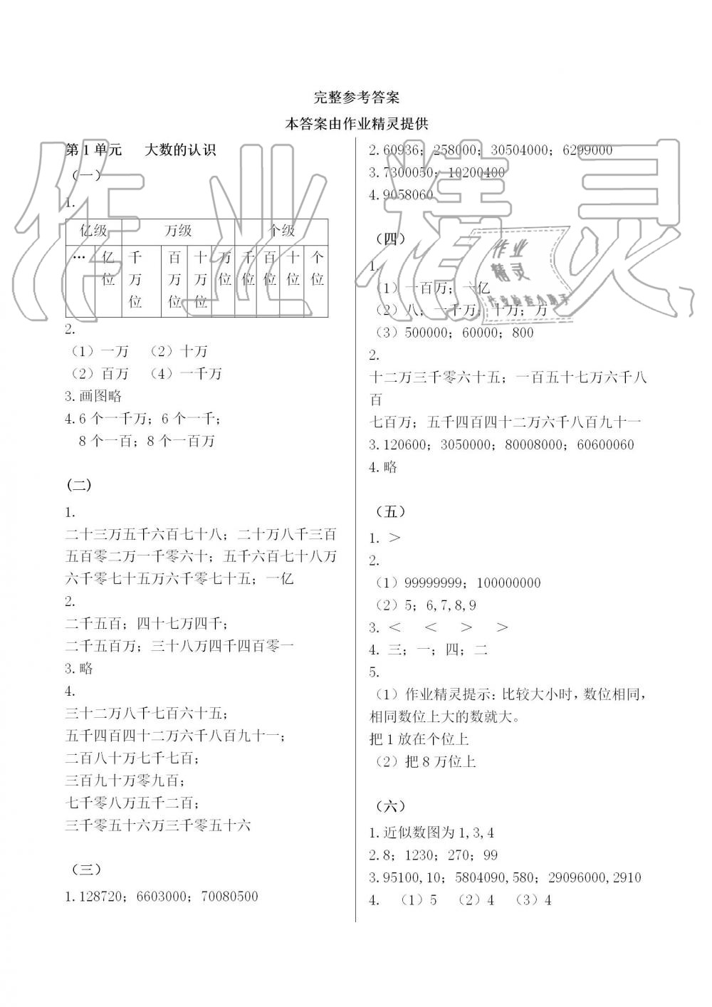 2019年数学作业本四年级上册人教版浙江教育出版社 第1页