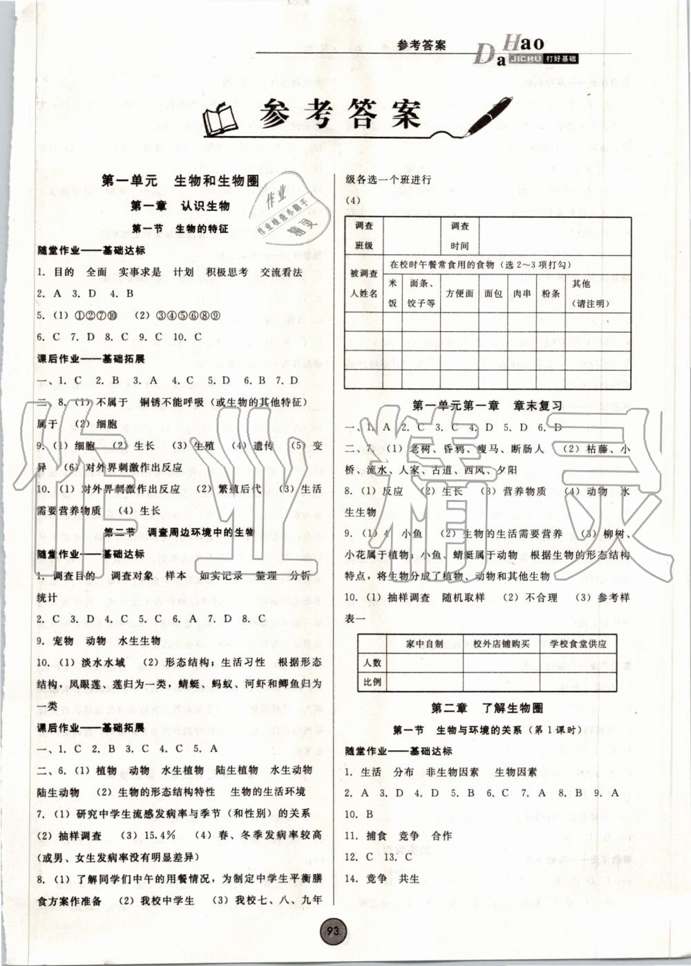 2019年勝券在握打好基礎(chǔ)作業(yè)本七年級(jí)生物上冊(cè)人教版 第1頁