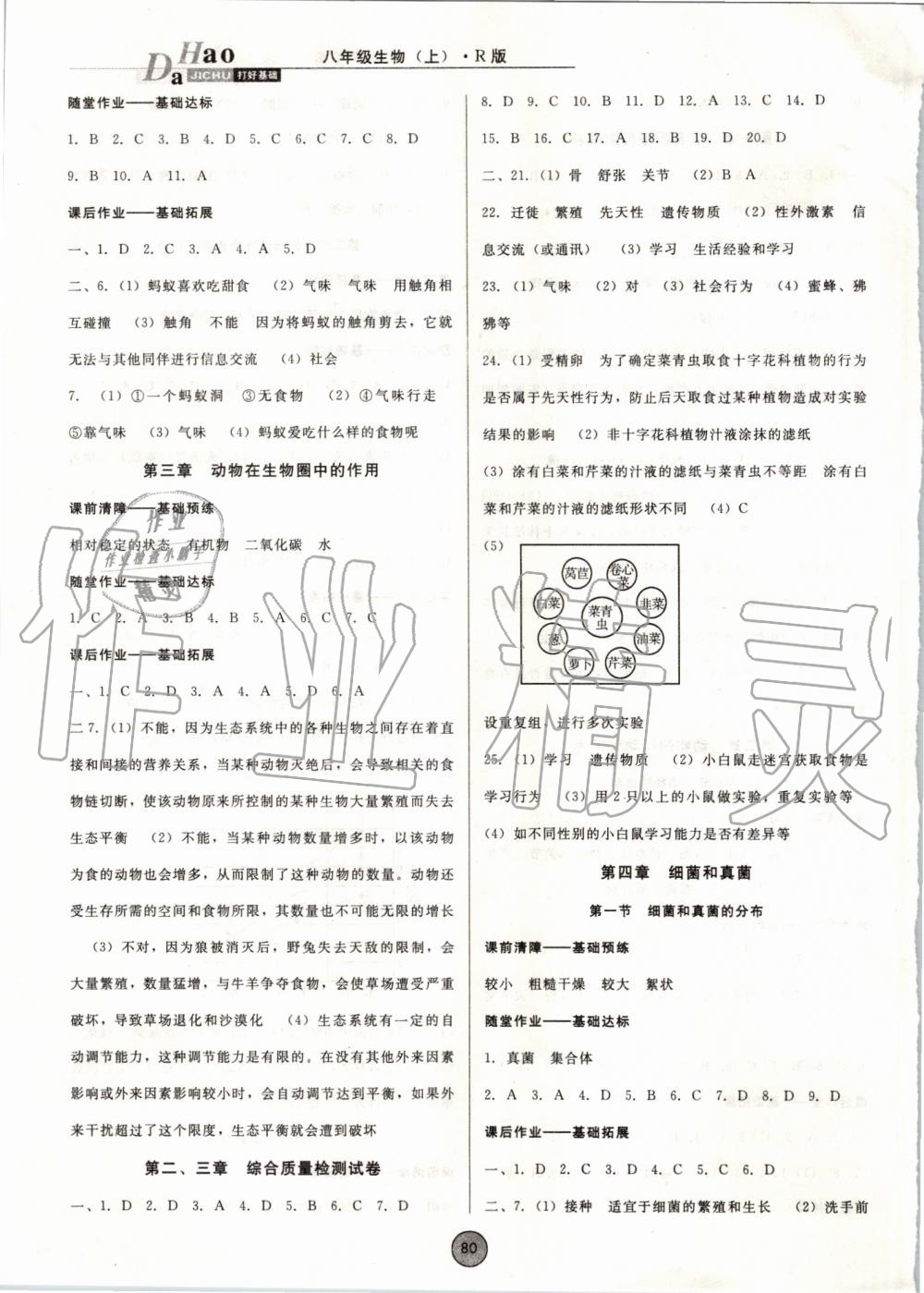 2019年胜券在握打好基础作业本八年级生物上册人教版 第4页