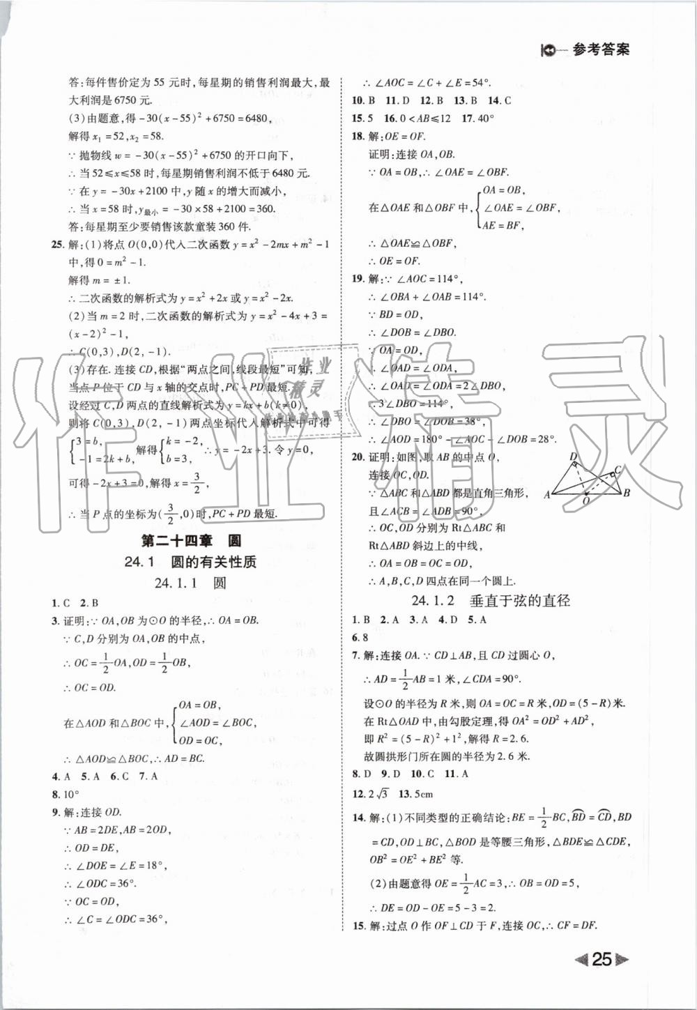 2019年胜券在握打好基础作业本九年级数学上册人教版 第25页