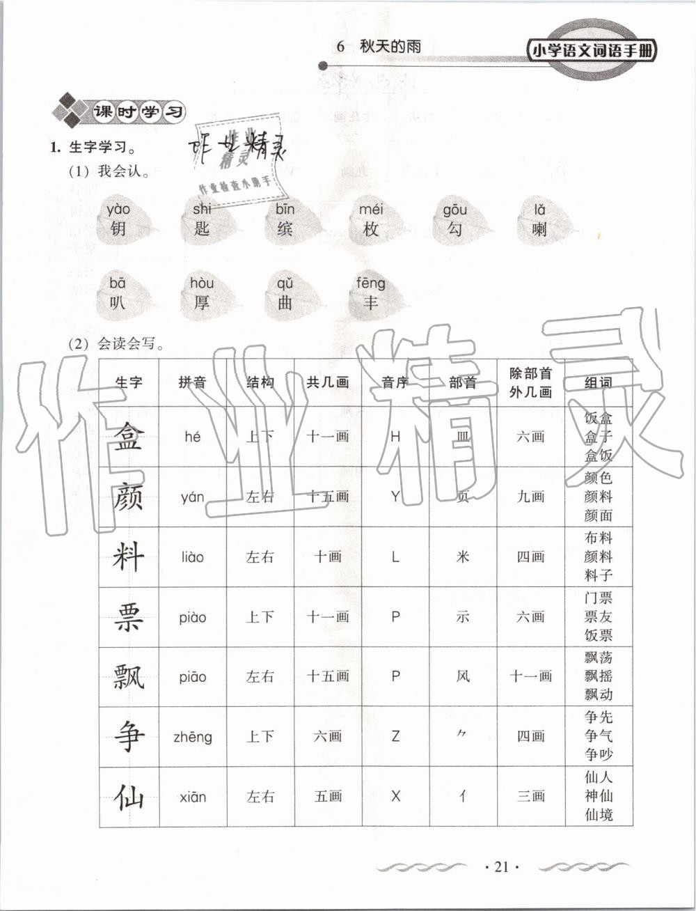 2019年小学语文词语手册三年级上册人教版 第21页