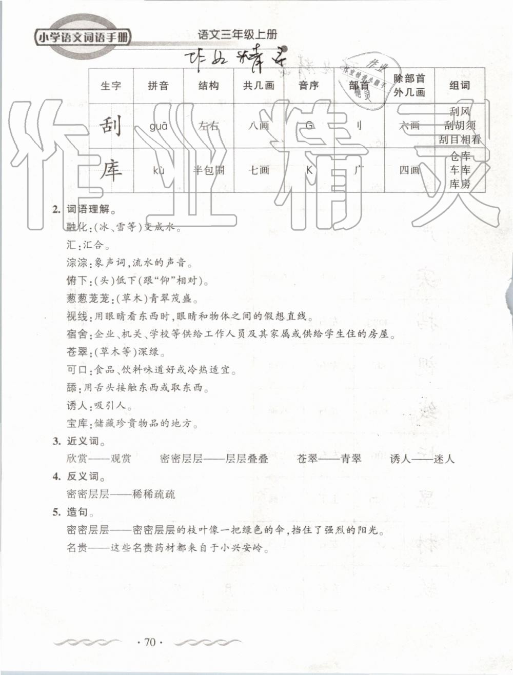 2019年小學(xué)語(yǔ)文詞語(yǔ)手冊(cè)三年級(jí)上冊(cè)人教版 第70頁(yè)