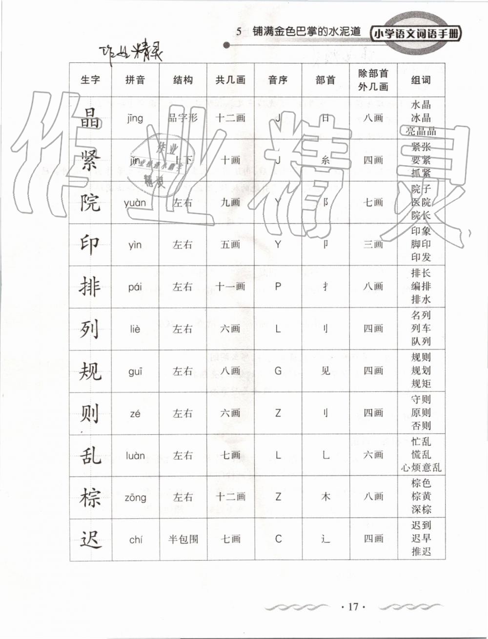 2019年小学语文词语手册三年级上册人教版 第17页