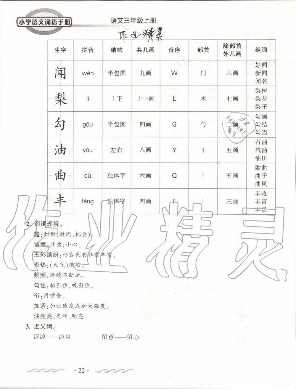 2019年小学语文词语手册三年级上册人教版 第22页