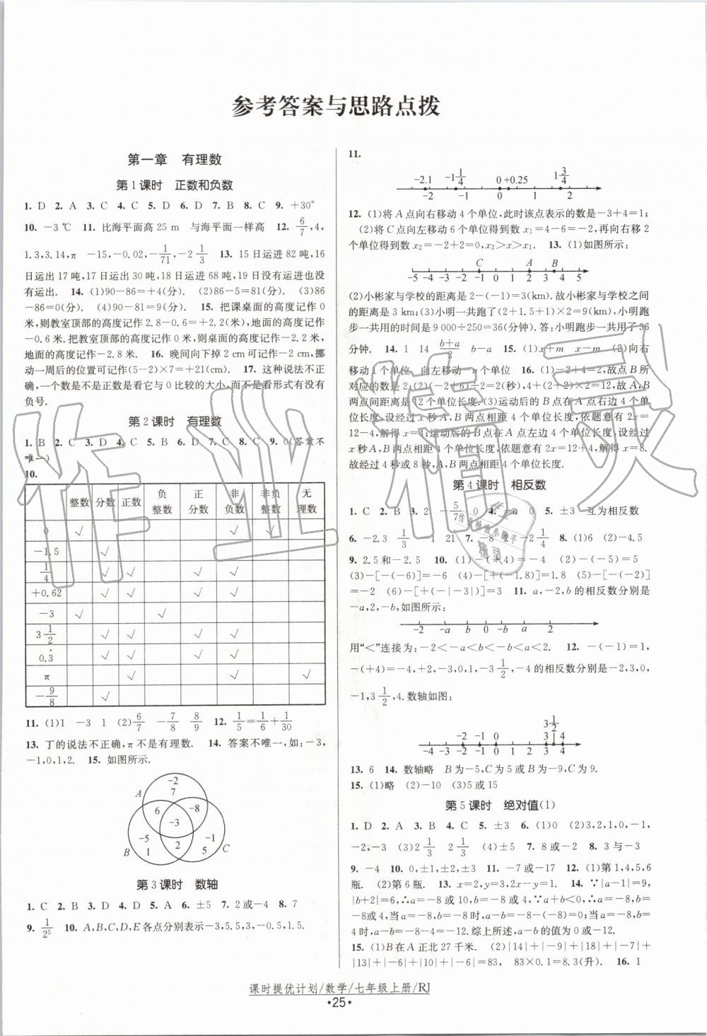 2019年課時(shí)提優(yōu)計(jì)劃作業(yè)本七年級(jí)數(shù)學(xué)上冊(cè)人教版 第1頁(yè)