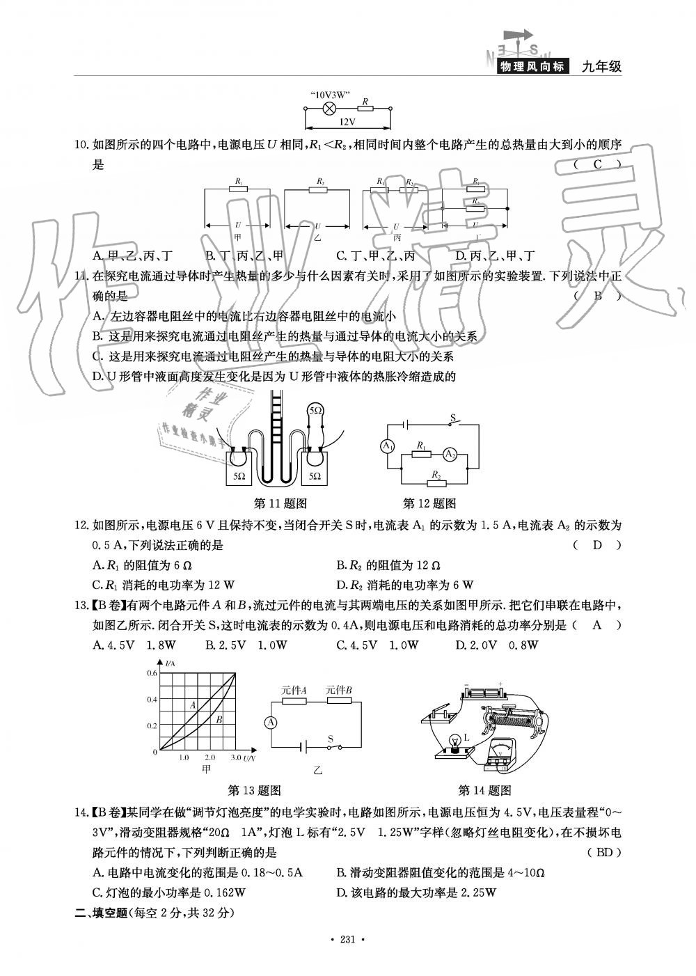 2019年物理風(fēng)向標(biāo)九年級全一冊教科版 第231頁