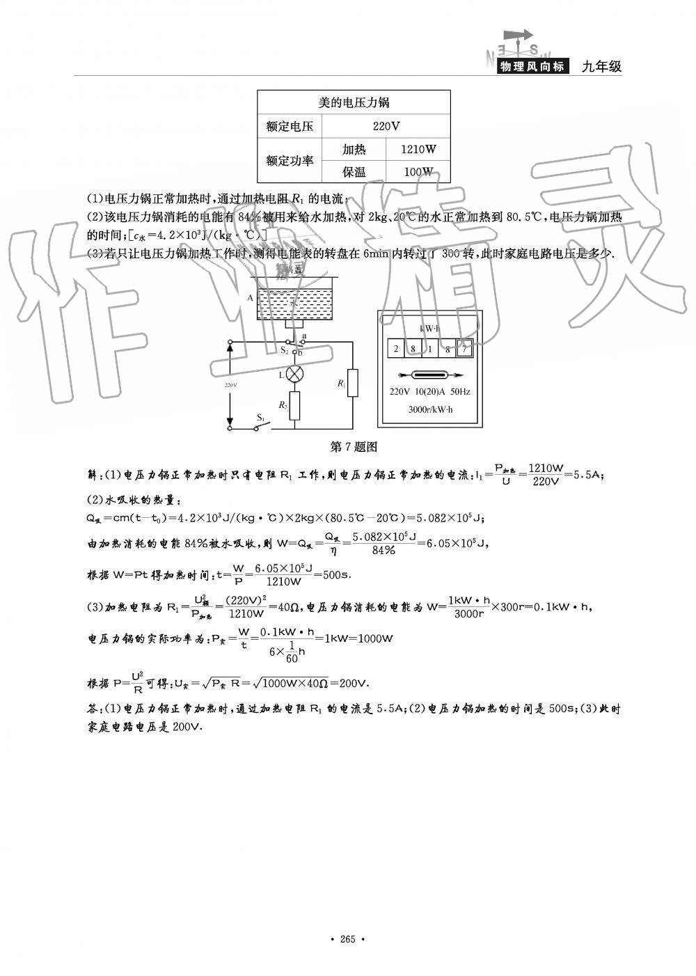 2019年物理風(fēng)向標(biāo)九年級全一冊教科版 第265頁