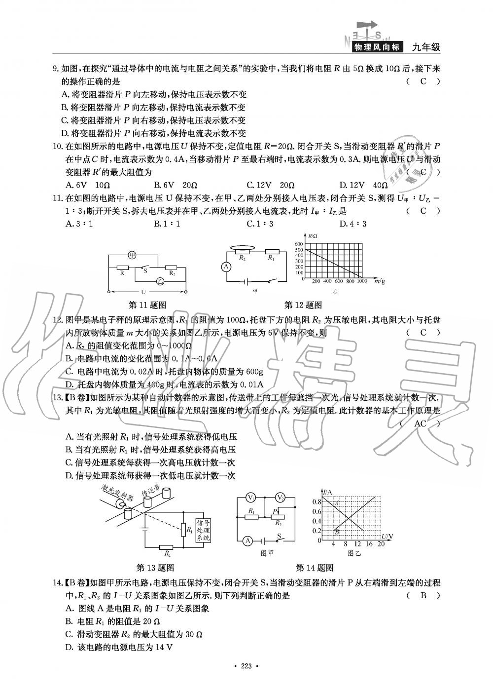 2019年物理風(fēng)向標(biāo)九年級全一冊教科版 第223頁