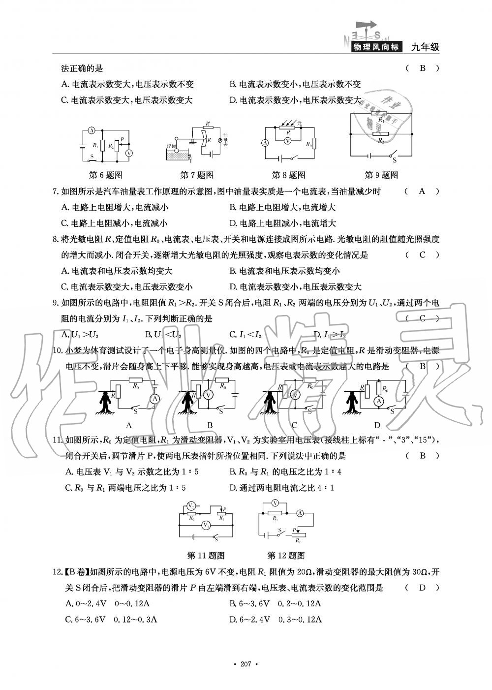 2019年物理風(fēng)向標(biāo)九年級(jí)全一冊(cè)教科版 第207頁(yè)