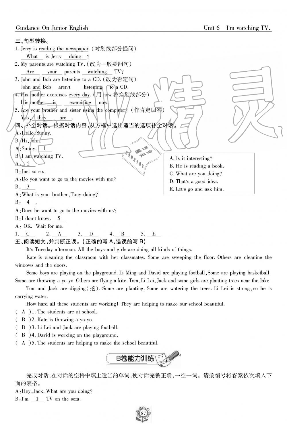 2019年英语风向标七年级下册人教版 第87页