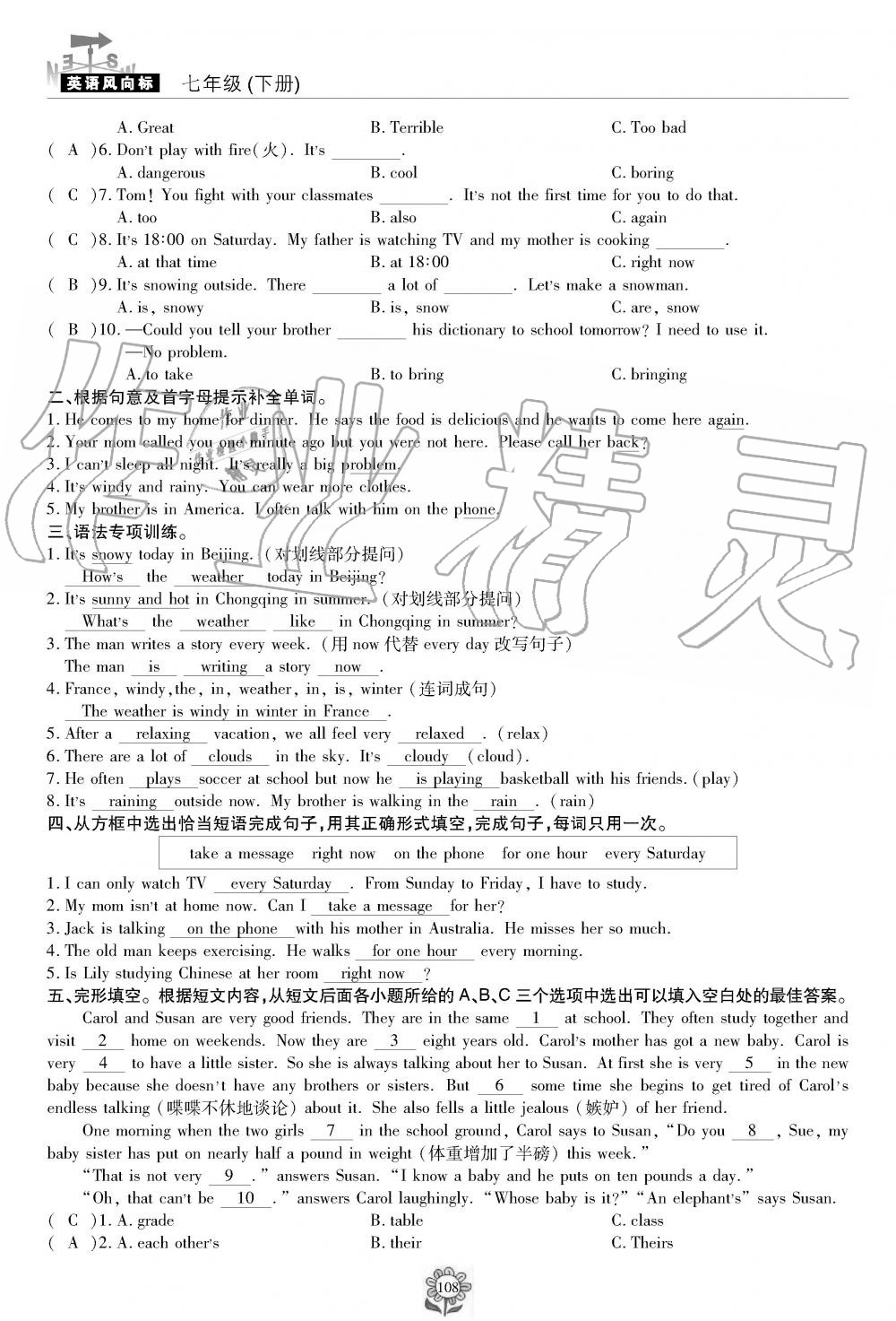 2019年英语风向标七年级下册人教版 第108页