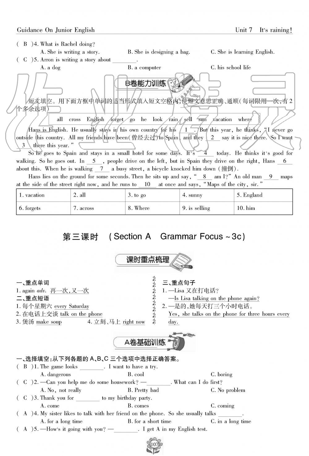 2019年英语风向标七年级下册人教版 第107页