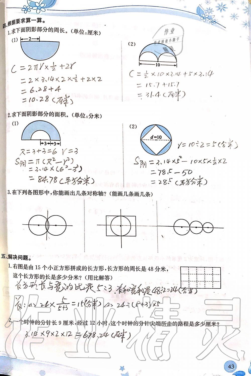 2019年小學(xué)生學(xué)習(xí)指導(dǎo)叢書六年級數(shù)學(xué)上冊人教版 第43頁