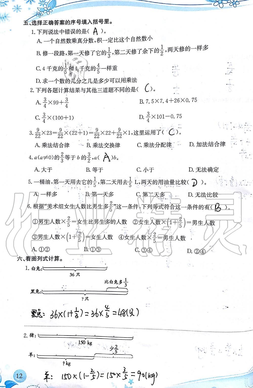 2019年小學(xué)生學(xué)習(xí)指導(dǎo)叢書六年級數(shù)學(xué)上冊人教版 第12頁