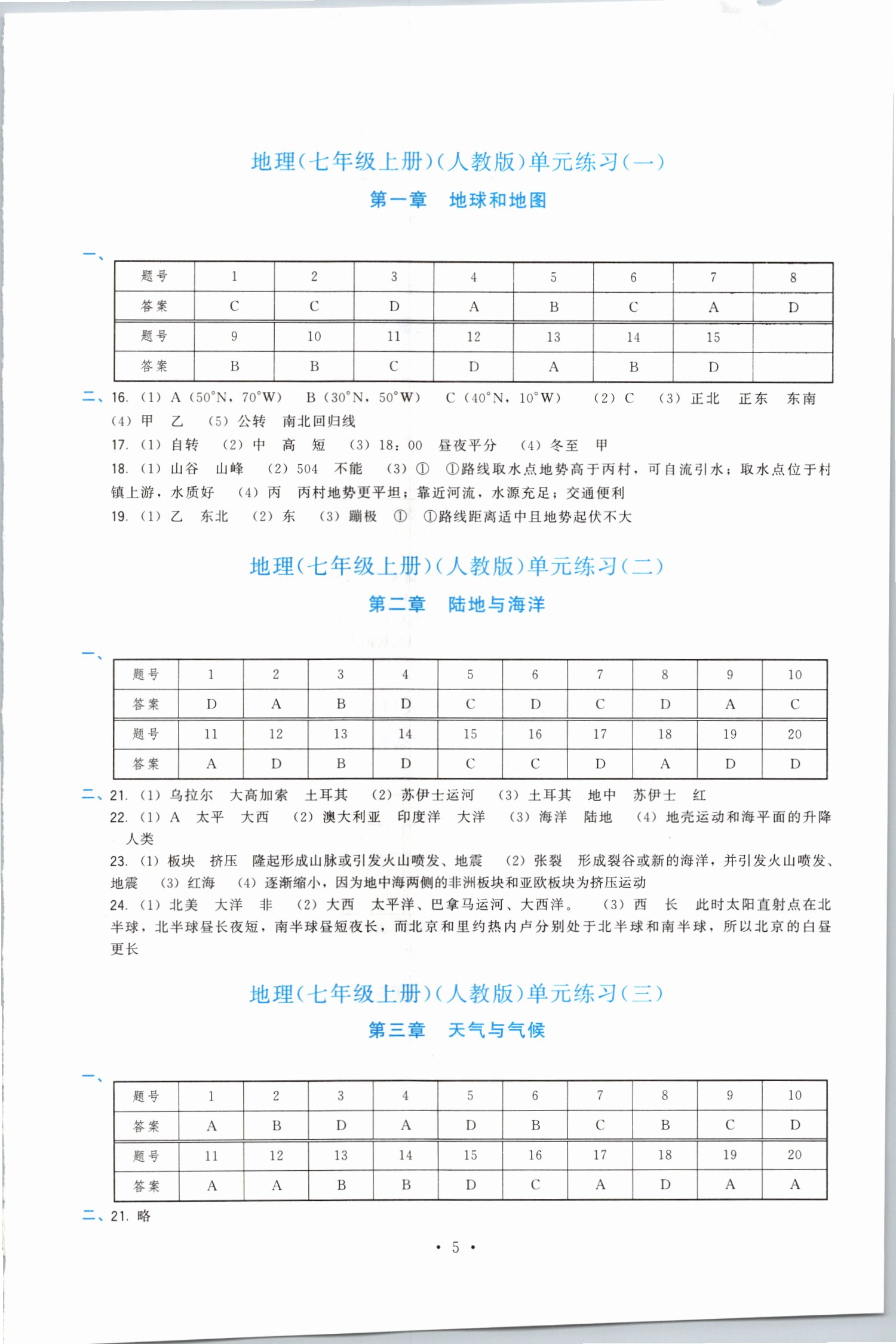 2019年顶尖课课练七年级地理上册人教版 第5页