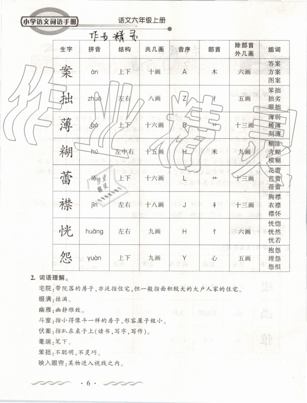 2019年小学语文词语手册六年级上册人教版 第6页