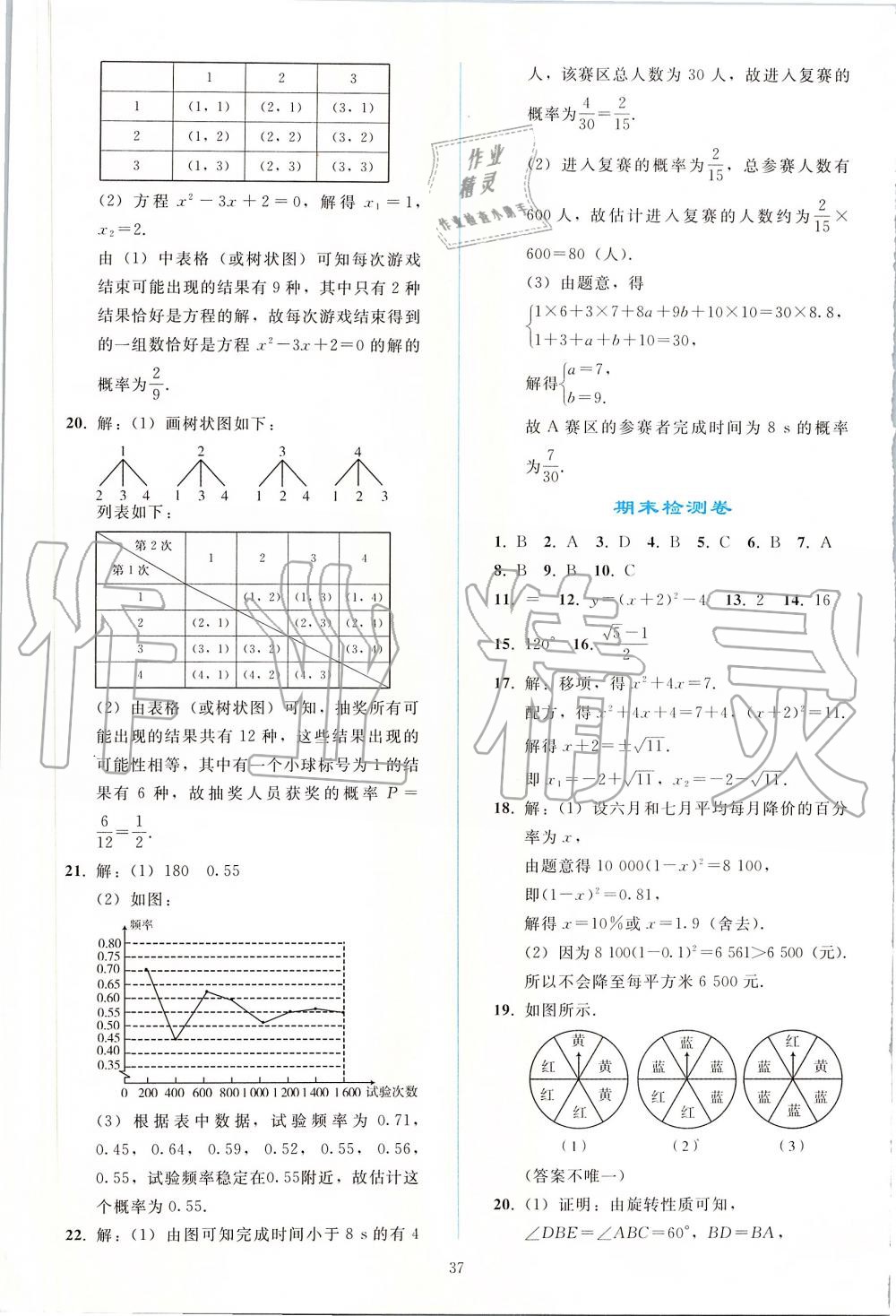 2019年同步轻松练习九年级数学上册人教版 第37页