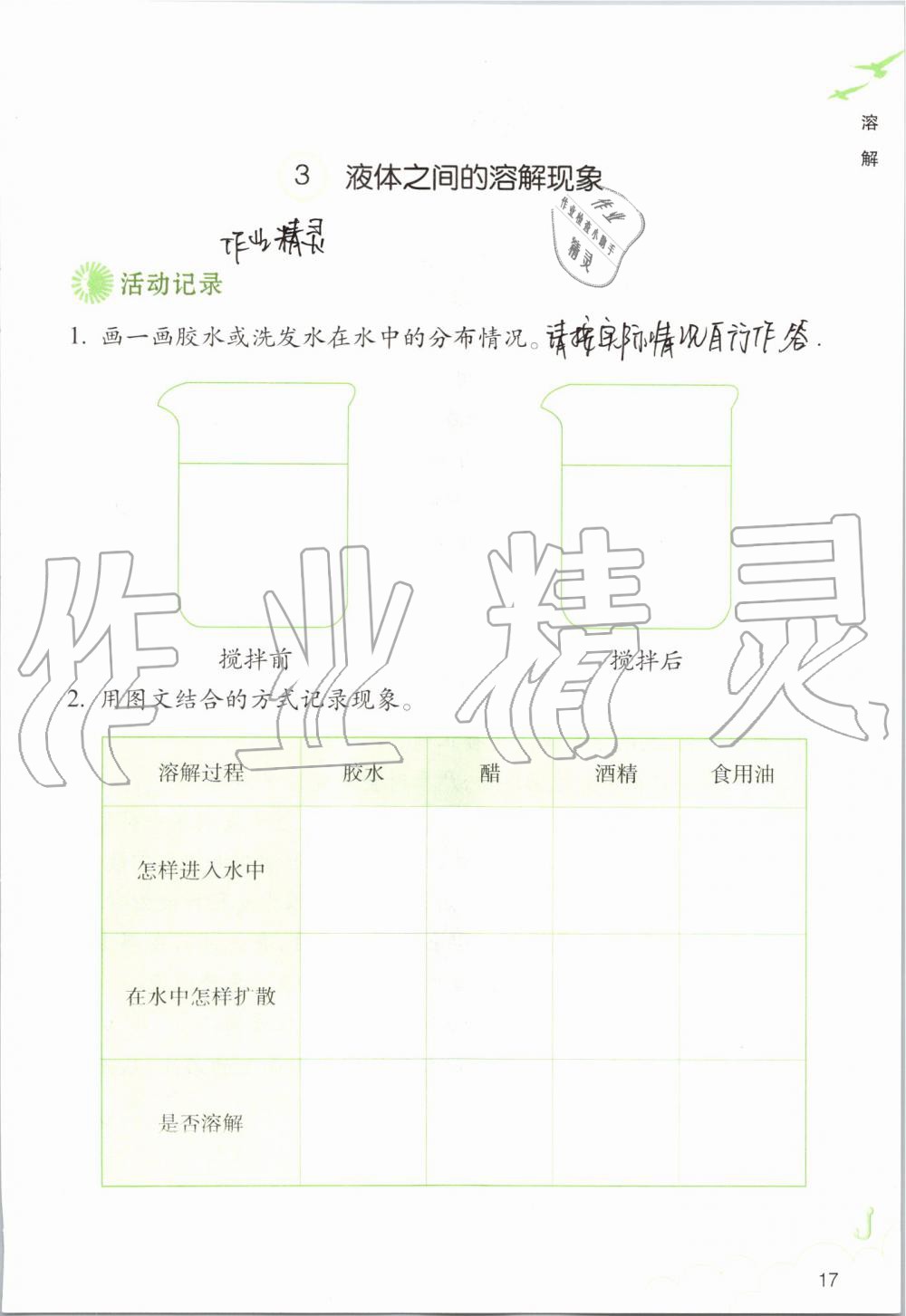 2019年科学作业本四年级上册教科版浙江教育出版社 第17页