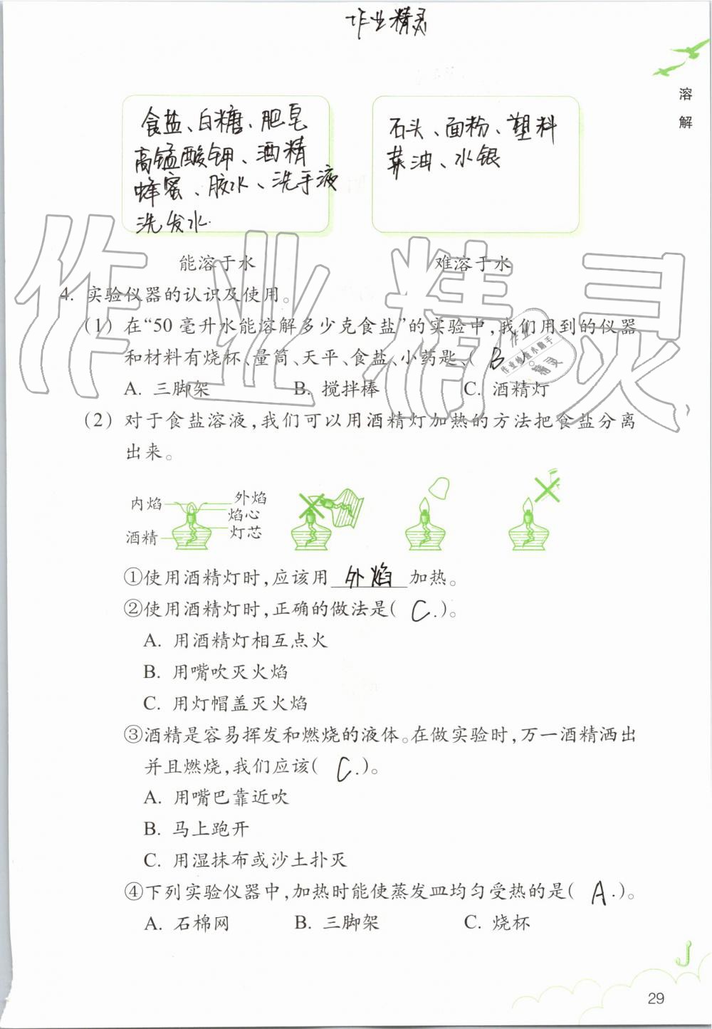 2019年科學(xué)作業(yè)本四年級上冊教科版浙江教育出版社 第29頁