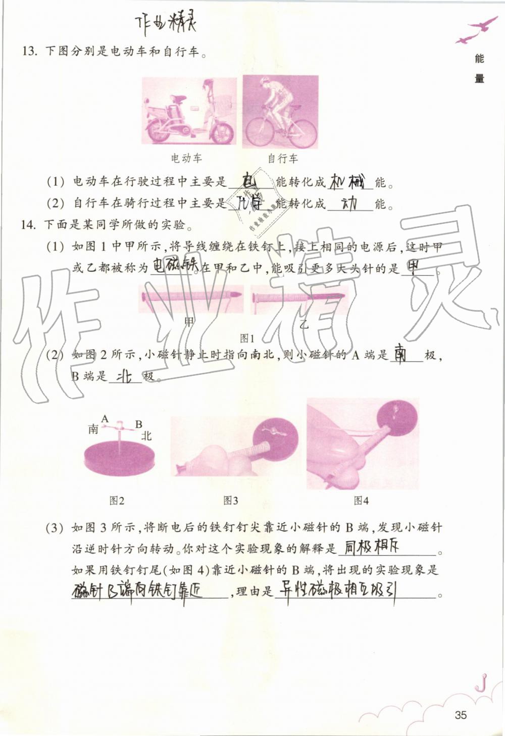 2019年科學(xué)作業(yè)本六年級上冊教科版浙江教育出版社 第35頁