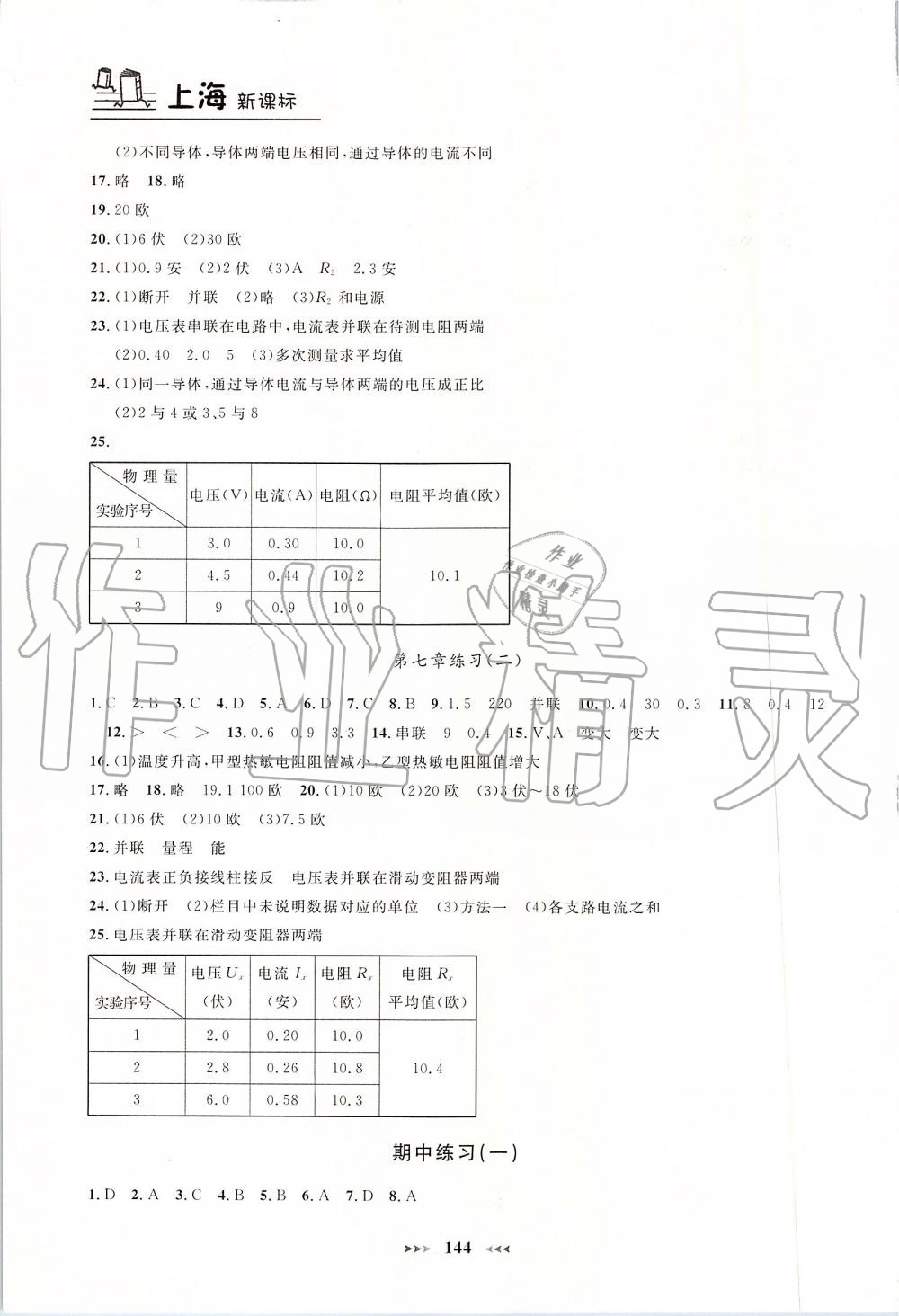 2019年鐘書金牌課課練九年級物理上冊滬教版 第13頁