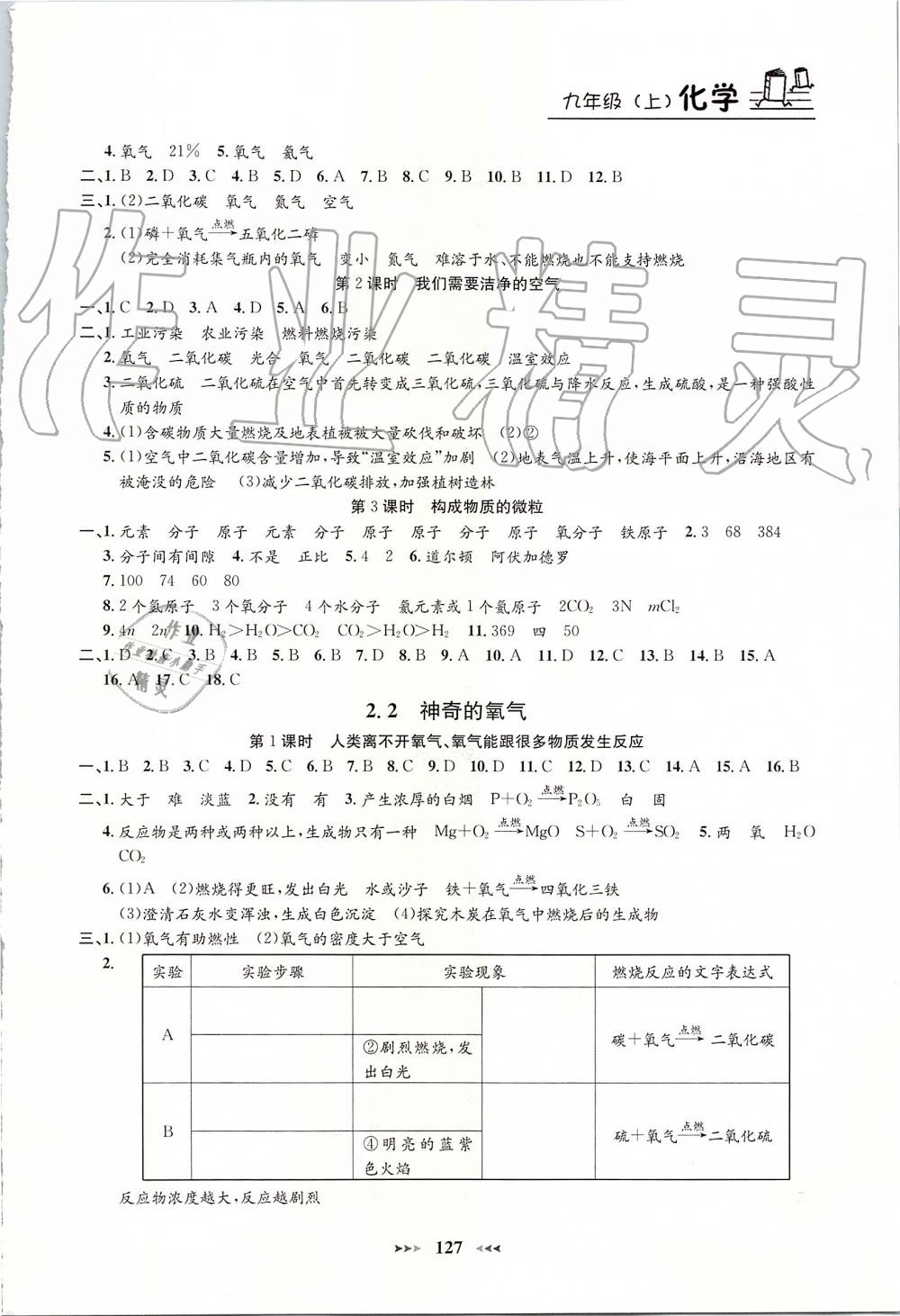 2019年鐘書金牌課課練九年級(jí)化學(xué)上冊(cè)滬教版 第3頁(yè)