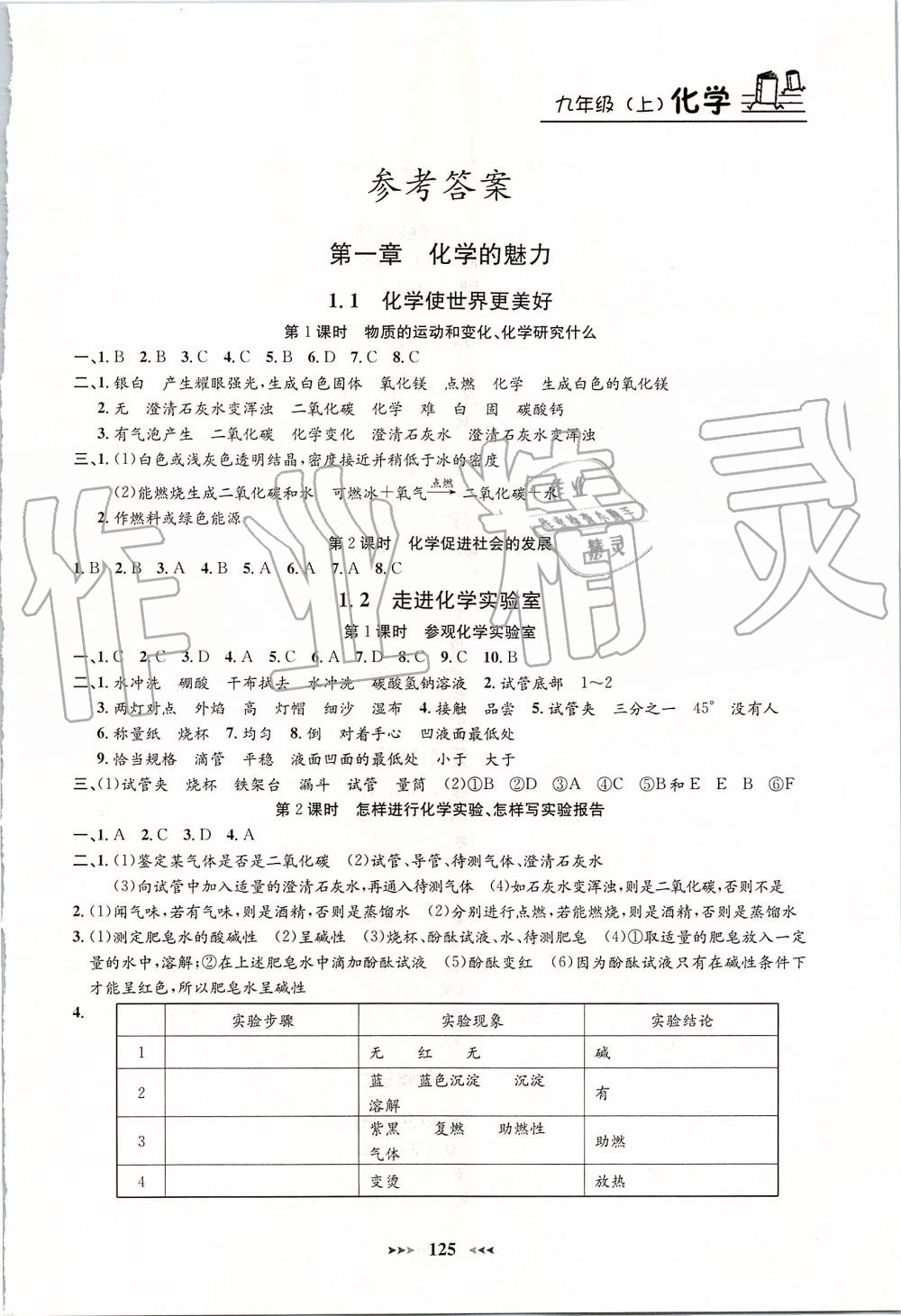 2019年鐘書金牌課課練九年級化學(xué)上冊滬教版 第1頁