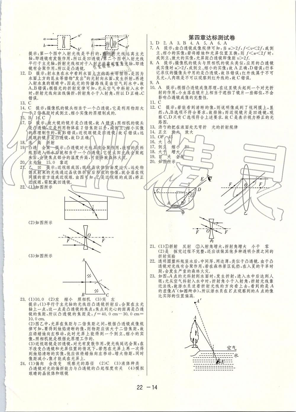 2019年1课3练单元达标测试八年级物理上册苏科版 第14页