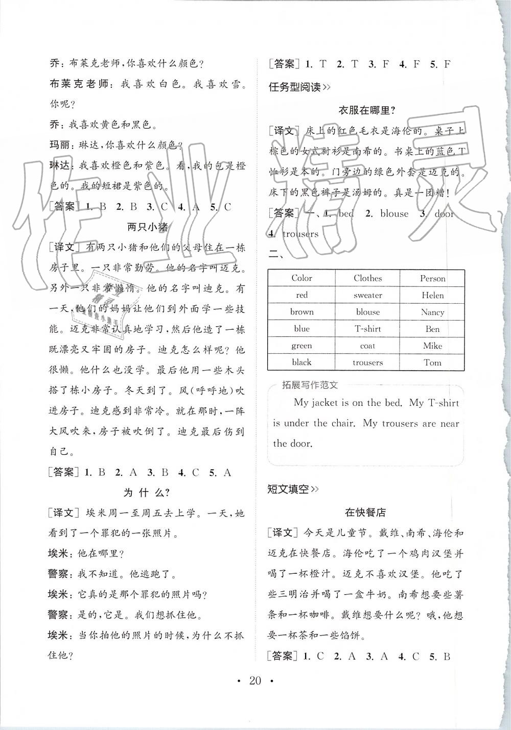 2019年通城學典小學英語閱讀組合訓練三年級上冊人教版 第19頁