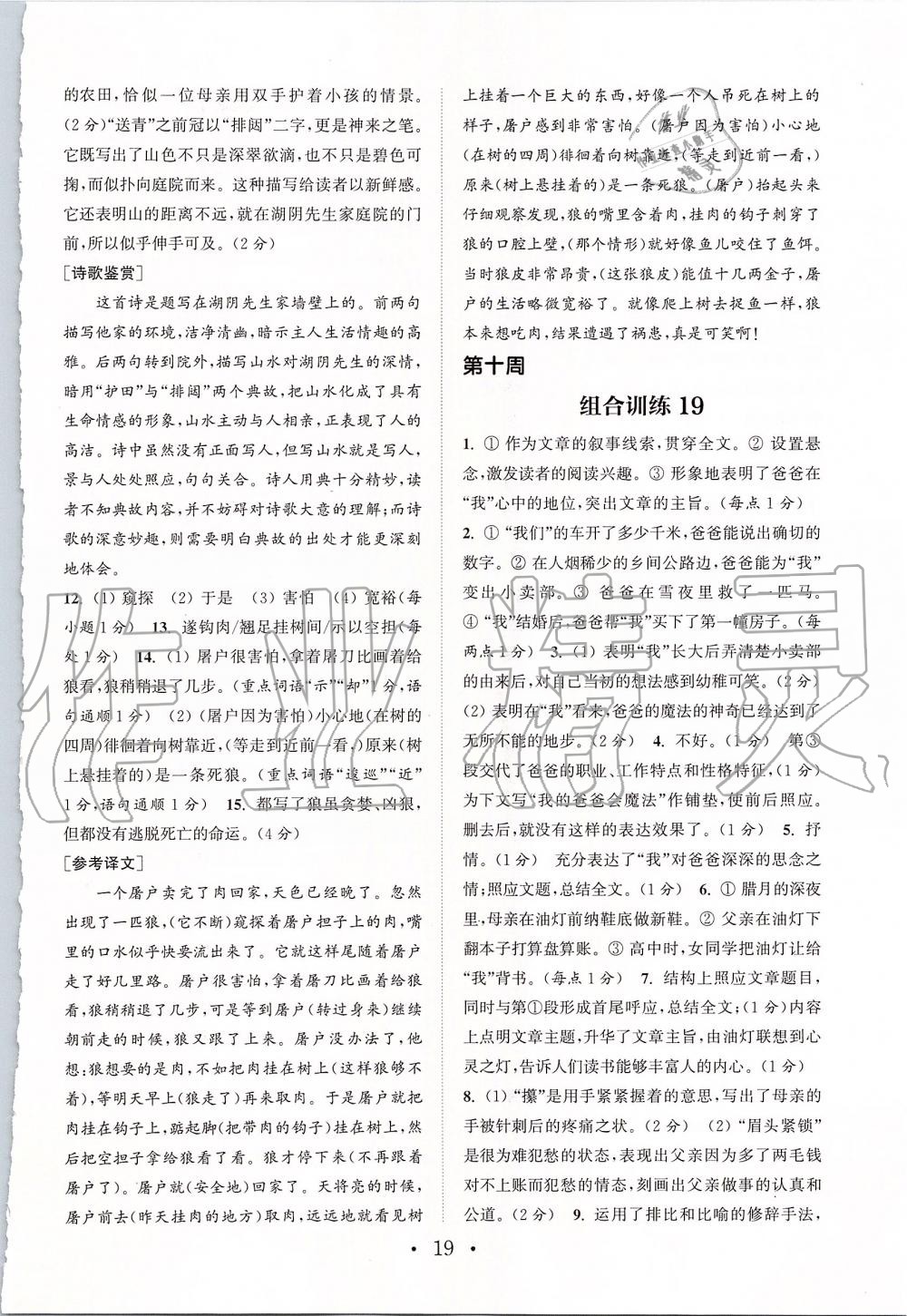 2019年通城學(xué)典初中語文閱讀組合訓(xùn)練七年級上冊浙江專版 第19頁