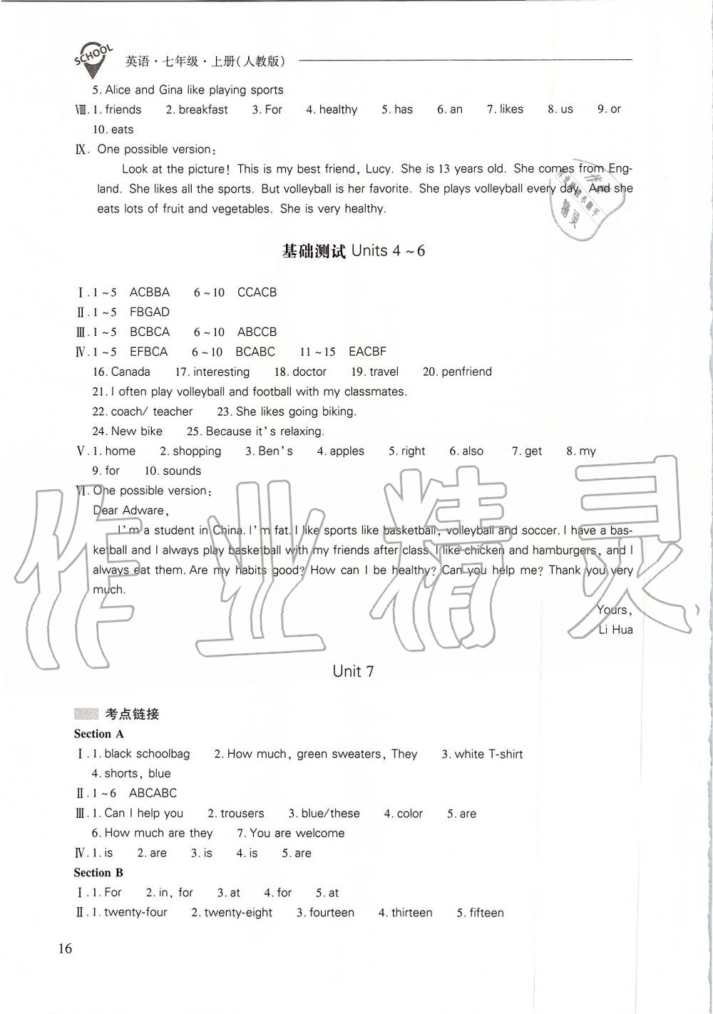 2019年新课程问题解决导学方案七年级英语上册人教版 第16页