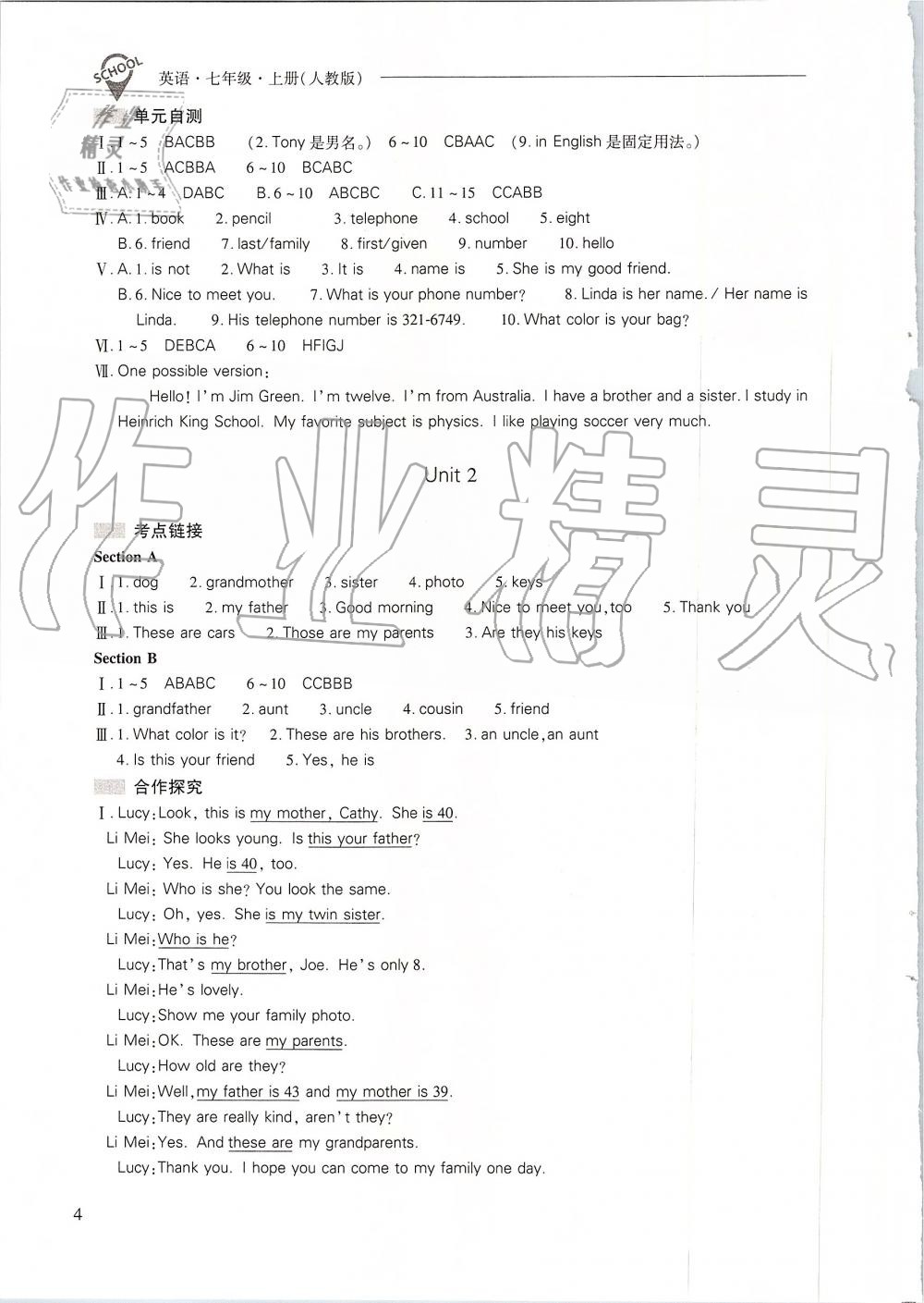 2019年新课程问题解决导学方案七年级英语上册人教版 第4页