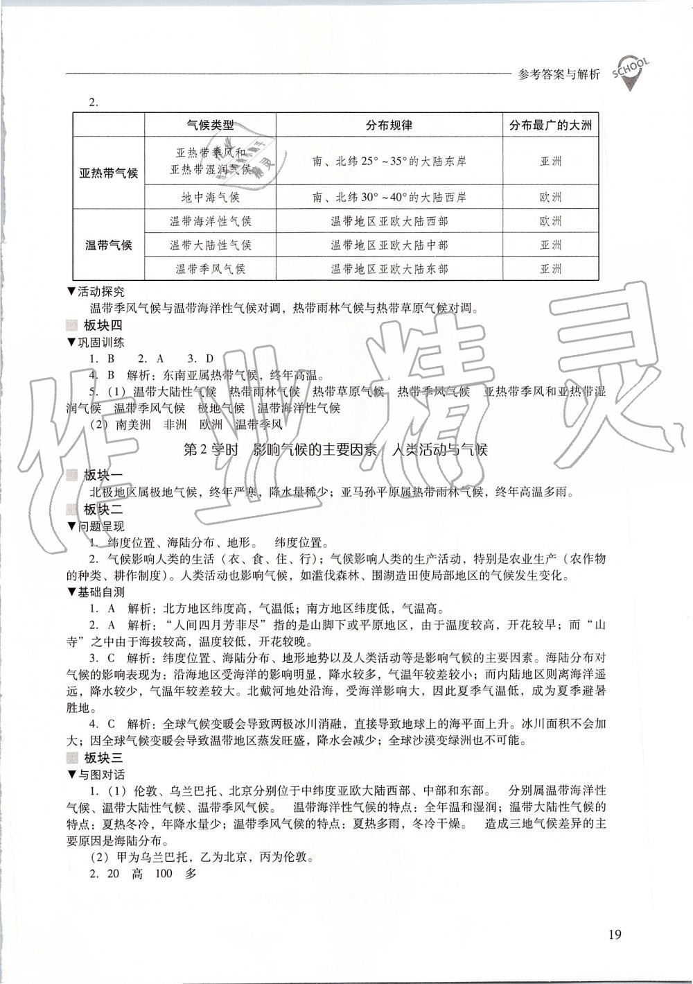 2019年新课程问题解决导学方案七年级地理上册晋教版 第19页