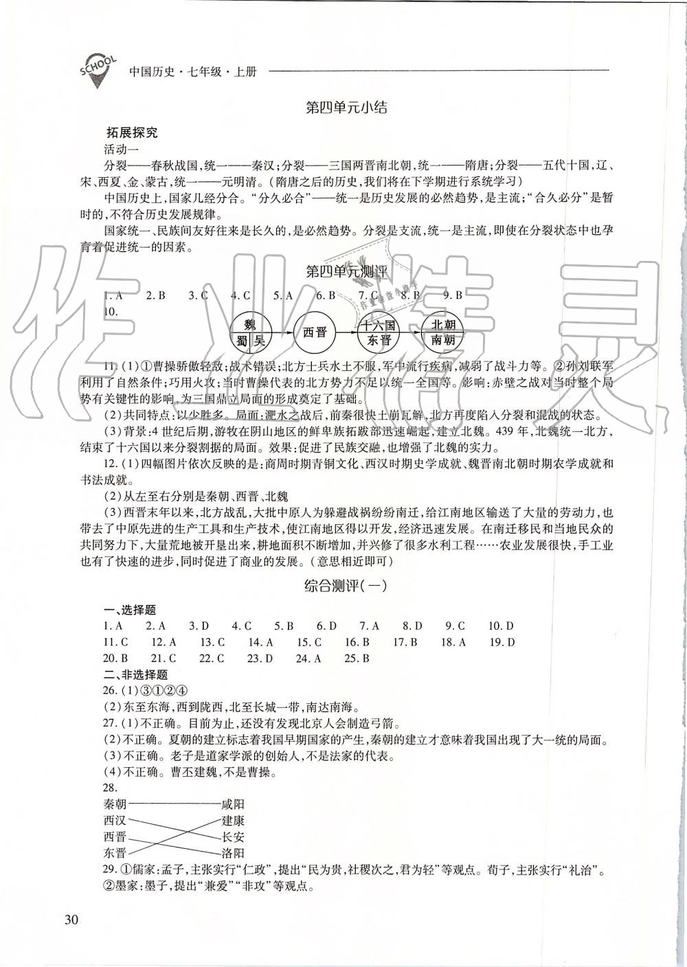 2019年新課程問題解決導(dǎo)學(xué)方案七年級(jí)中國歷史上冊(cè)人教版 第30頁