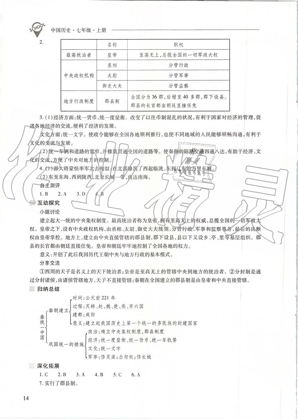 2019年新課程問(wèn)題解決導(dǎo)學(xué)方案七年級(jí)中國(guó)歷史上冊(cè)人教版 第14頁(yè)