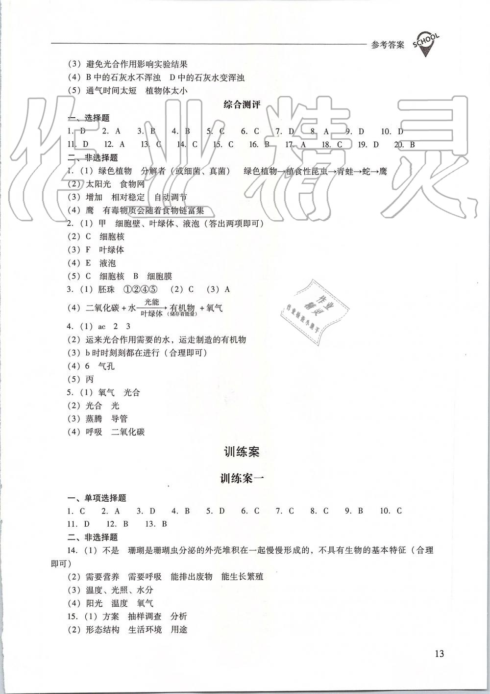 2019年新課程問(wèn)題解決導(dǎo)學(xué)方案七年級(jí)生物學(xué)上冊(cè)人教版 第13頁(yè)