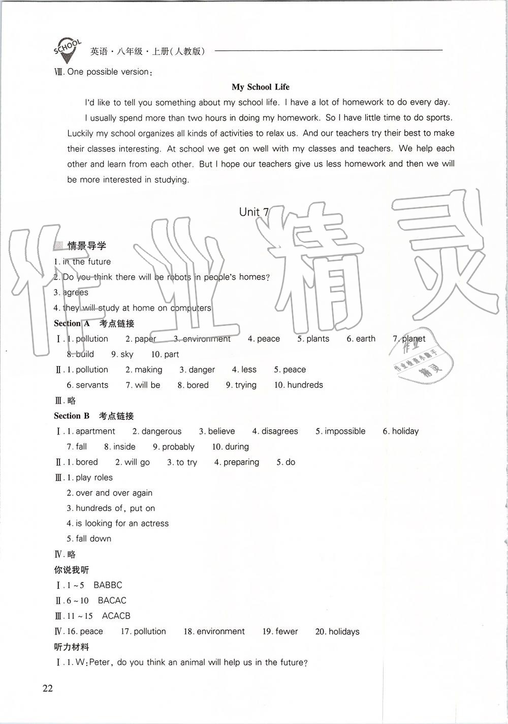 2019年新课程问题解决导学方案八年级英语上册人教版 第22页