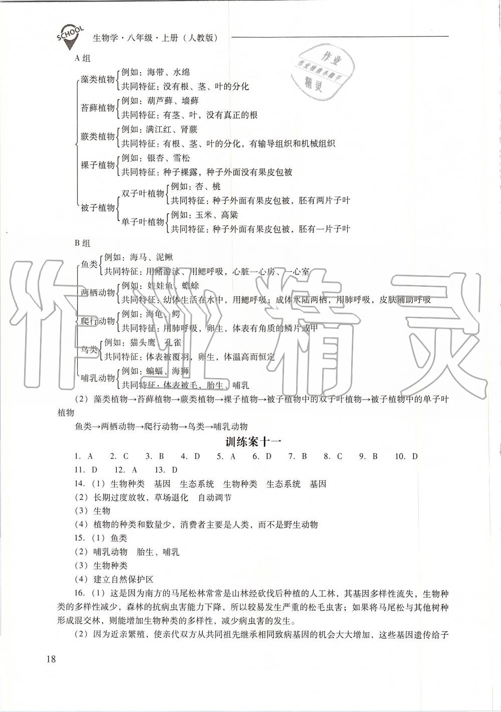 2019年新課程問(wèn)題解決導(dǎo)學(xué)方案八年級(jí)生物學(xué)上冊(cè)人教版 第18頁(yè)