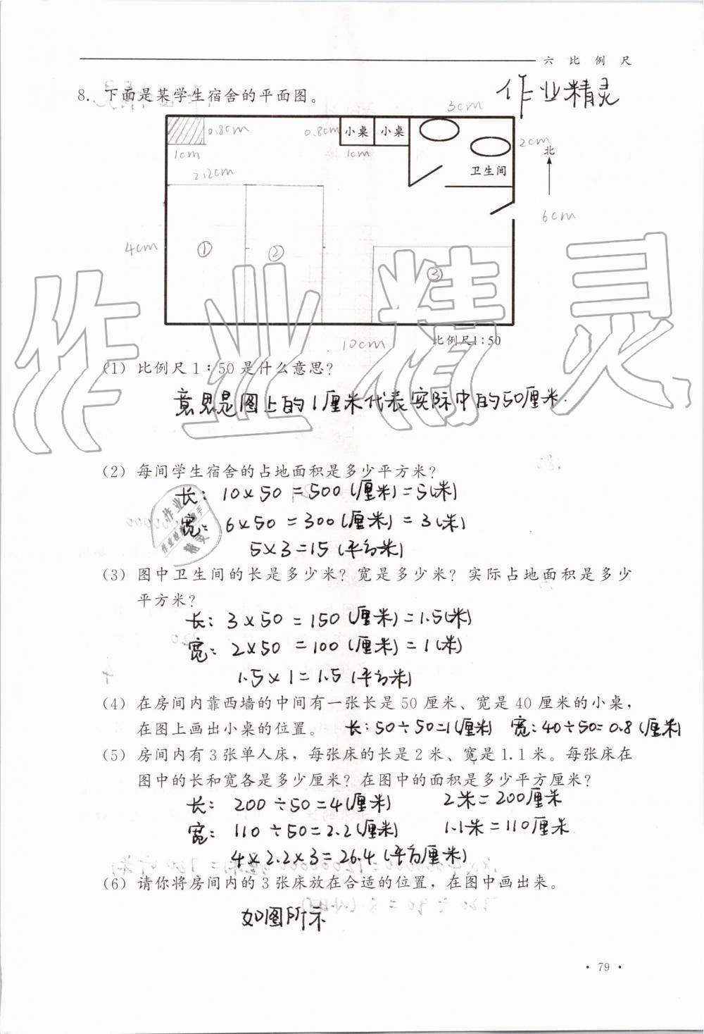 2019年同步練習(xí)冊六年級數(shù)學(xué)上冊冀教版河北教育出版社 第79頁