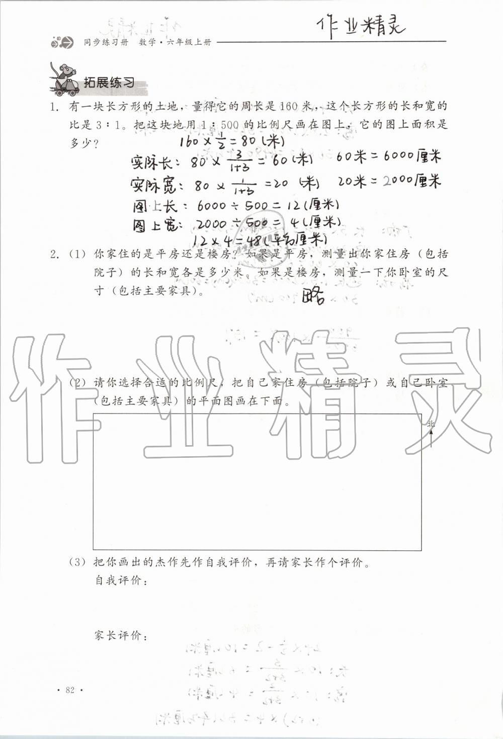 2019年同步练习册六年级数学上册冀教版河北教育出版社 第82页