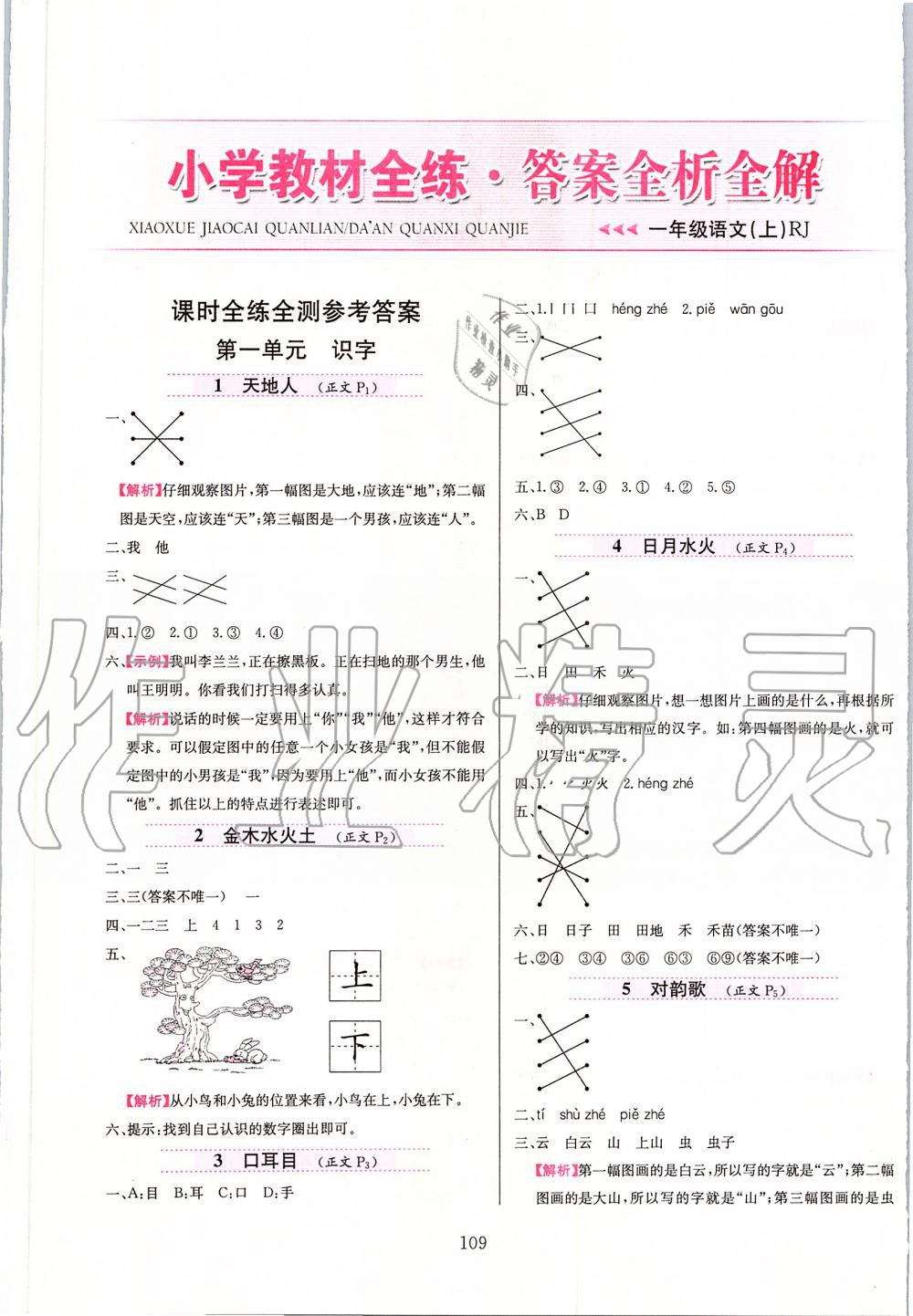 2019年小學(xué)教材全練一年級(jí)語文上冊(cè)人教版天津?qū)Ｓ?nbsp;第1頁