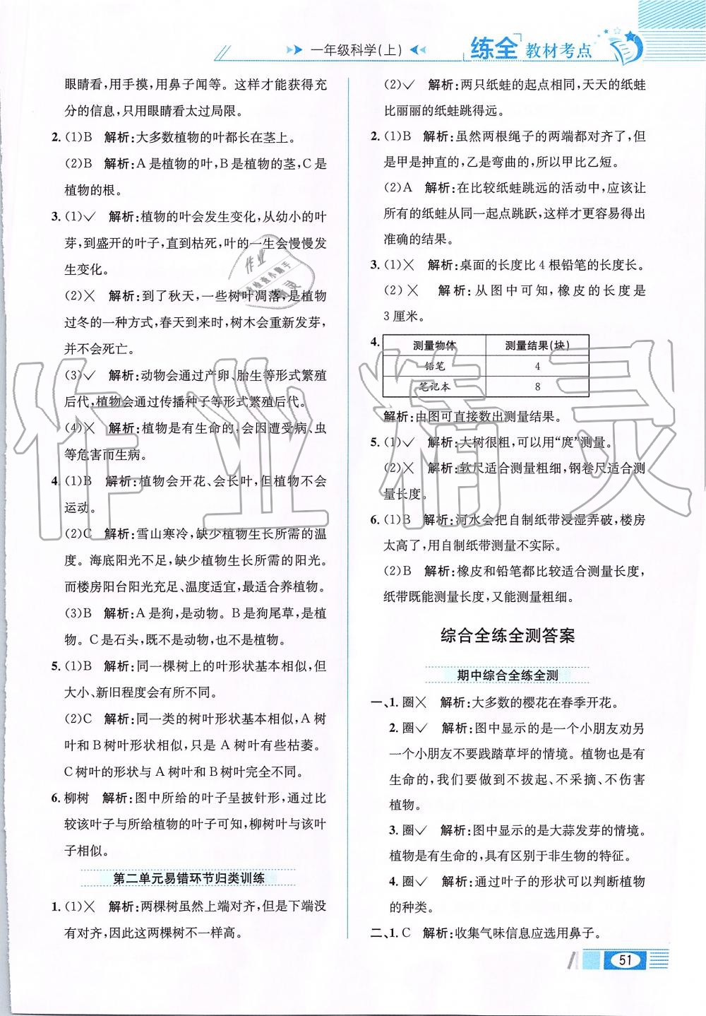 2019年小學(xué)教材全練一年級(jí)科學(xué)上冊(cè)教育科學(xué)版 第7頁(yè)