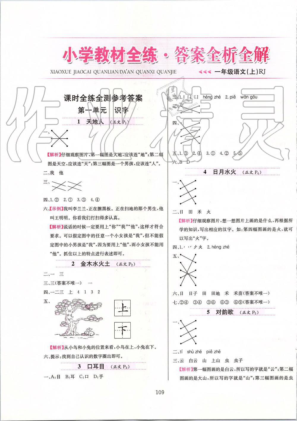 2019年小學(xué)教材全練一年級(jí)語(yǔ)文上冊(cè)人教版 第1頁(yè)