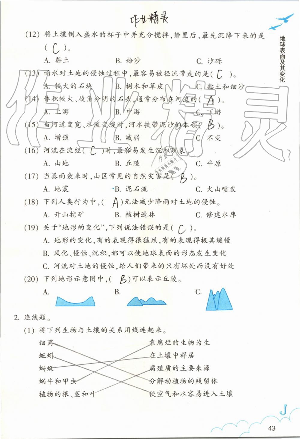 2019年作業(yè)本五年級科學(xué)上冊教科版浙江教育出版社 第43頁