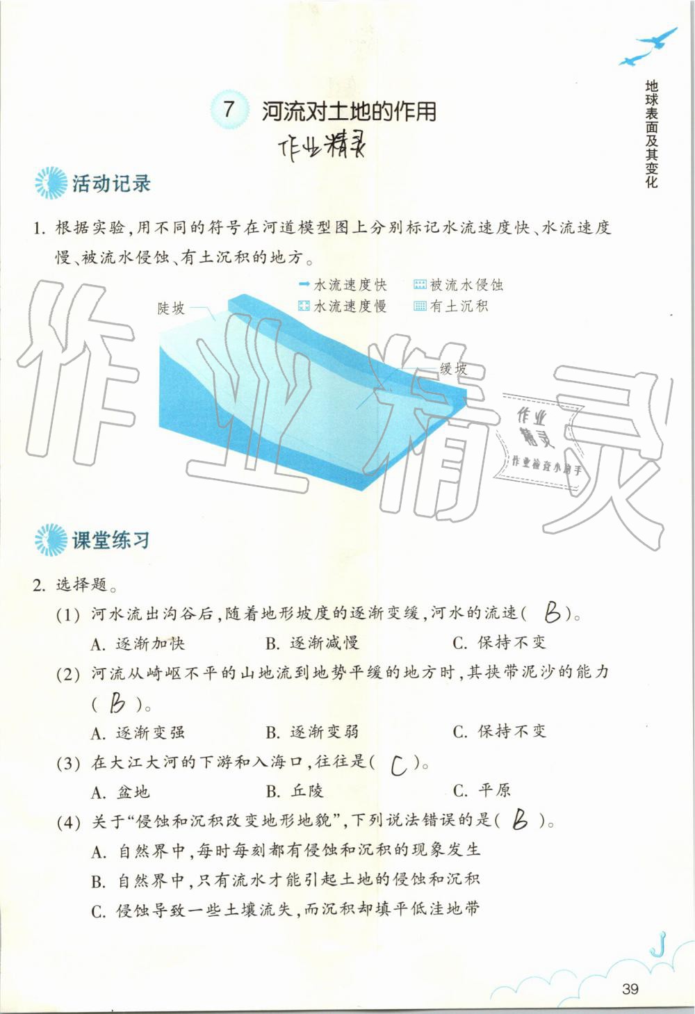 2019年作業(yè)本五年級科學上冊教科版浙江教育出版社 第39頁