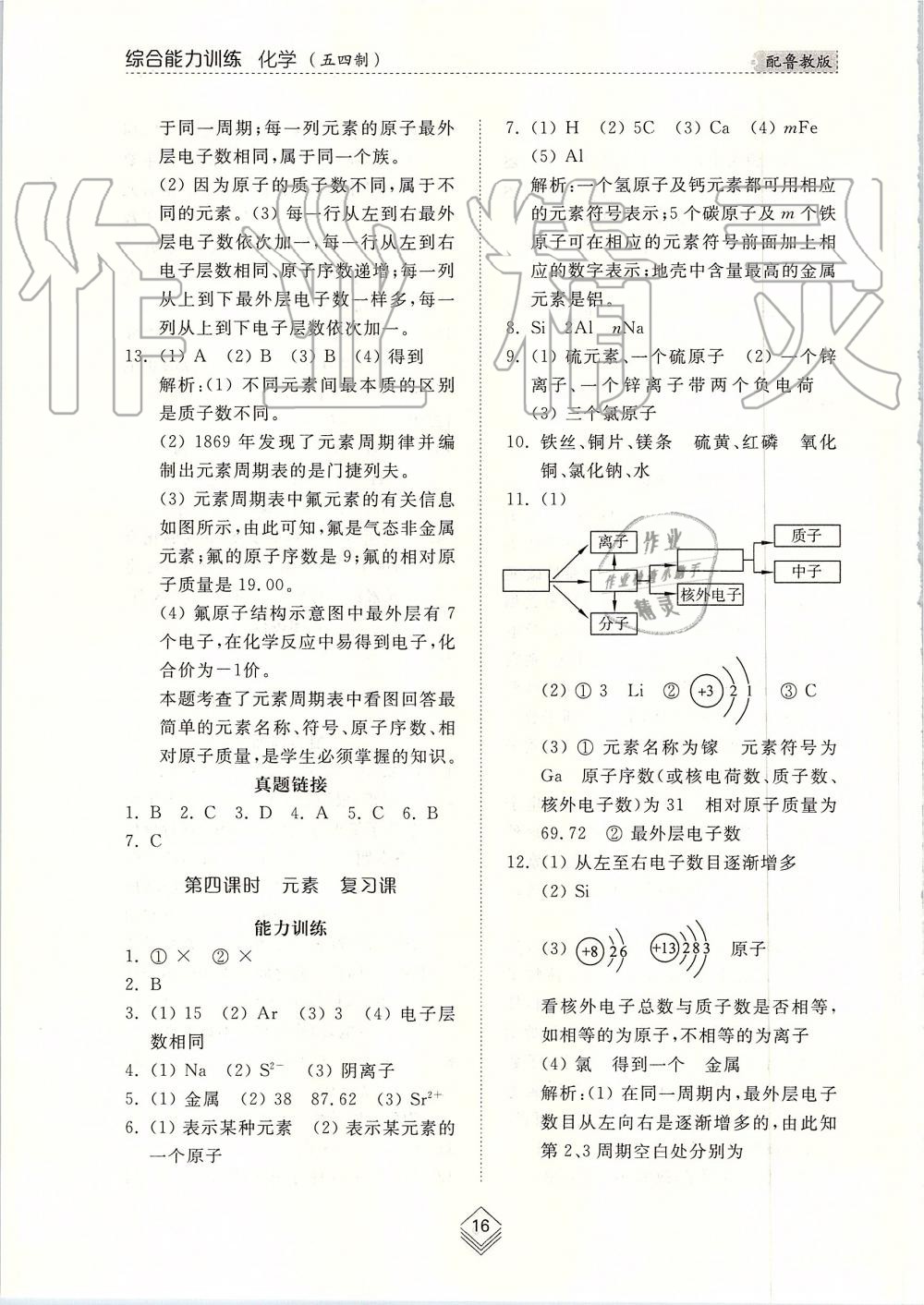 2019年綜合能力訓(xùn)練八年級化學(xué)上冊魯教版五四制 第16頁