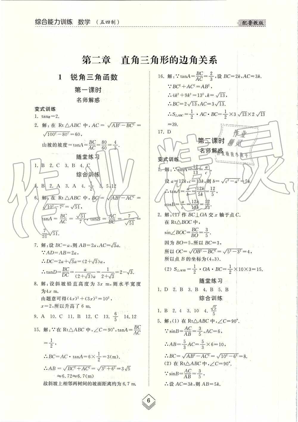 2019年綜合能力訓(xùn)練九年級(jí)數(shù)學(xué)上冊(cè)魯教版五四制 第5頁(yè)