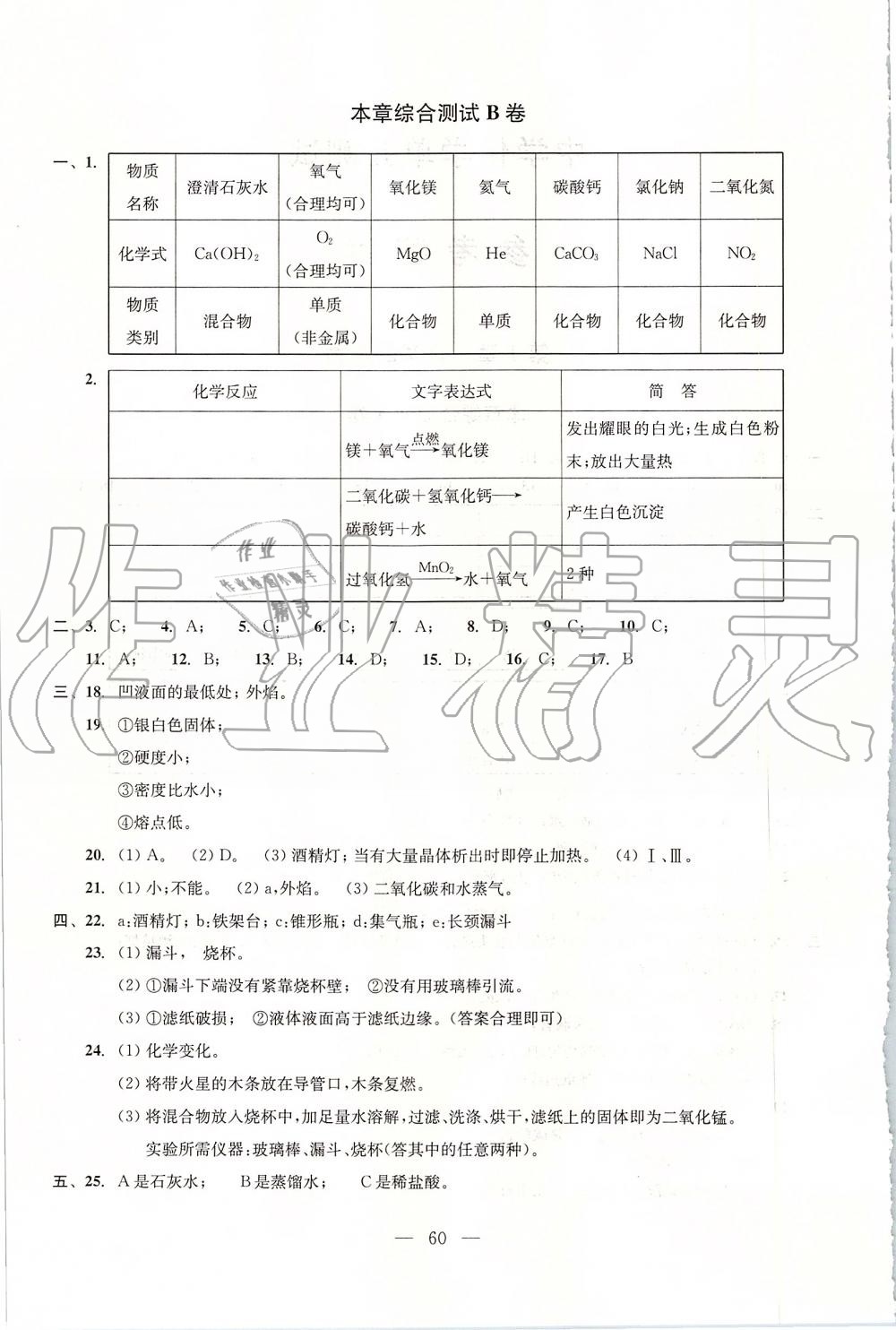 2019年初中化學雙基過關堂堂練九年級全一冊滬教版 第60頁