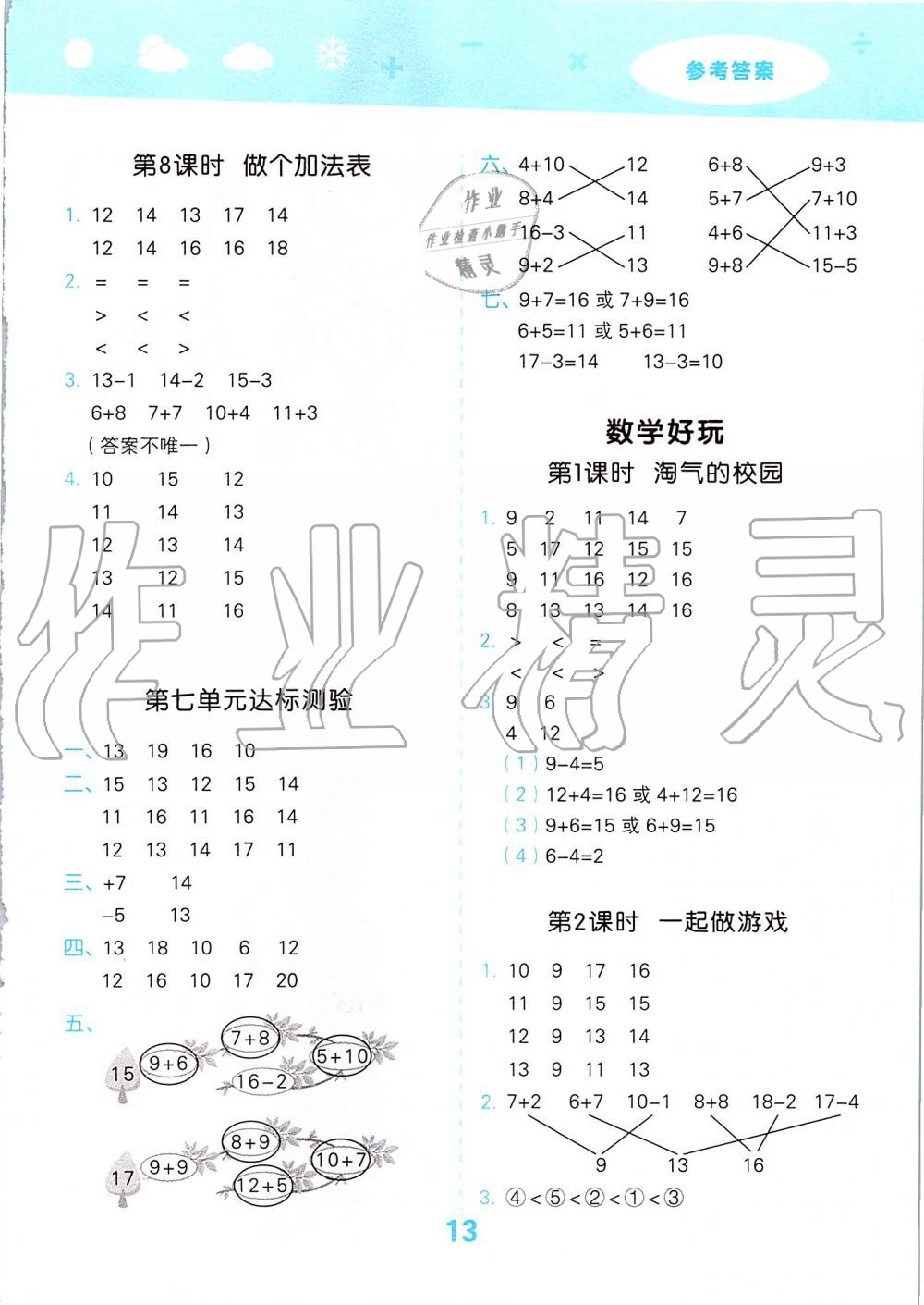 2019年小學(xué)口算大通關(guān)一年級上冊北師大版 第13頁